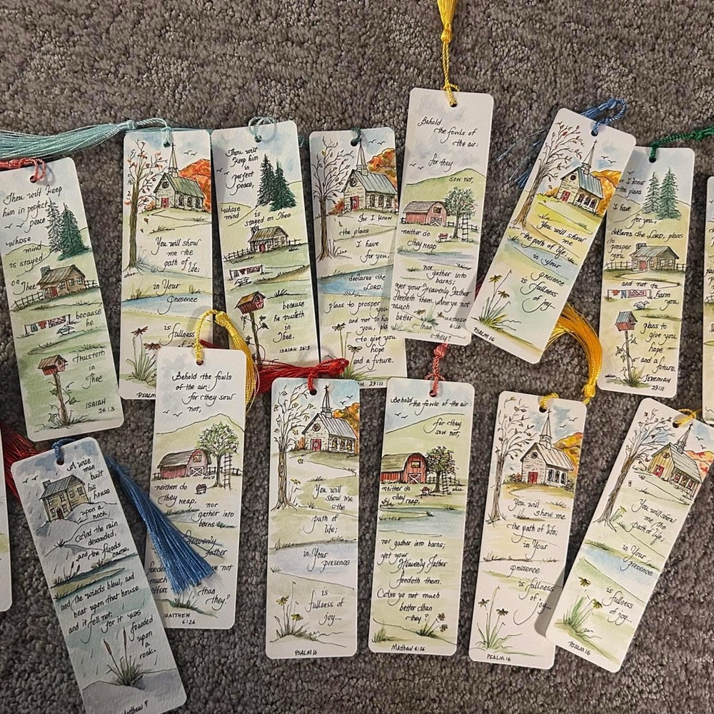 FIVE Handcrafted Illustrated Bookmarks